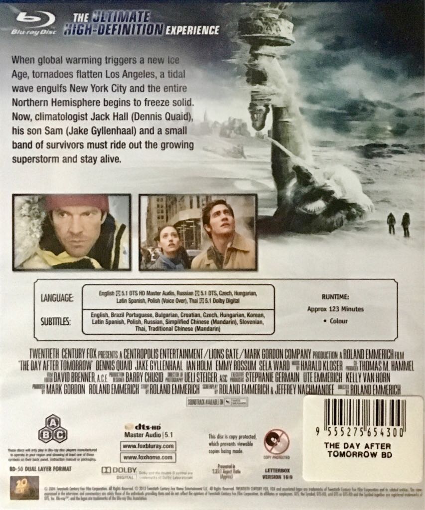 The Day After Tomorrow Blu-ray movie collectible [Barcode 9555275654300] - Main Image 2