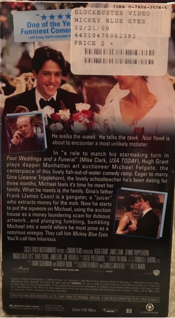 Mickey Blue Eyes VHS movie collectible [Barcode 053939256536] - Main Image 2