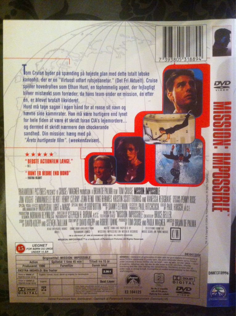 Mission: Impossible DVD movie collectible [Barcode 7393805318894] - Main Image 2