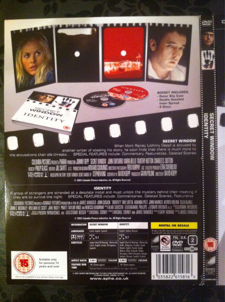 Secret Window DVD movie collectible [Barcode 5035822396951] - Main Image 2