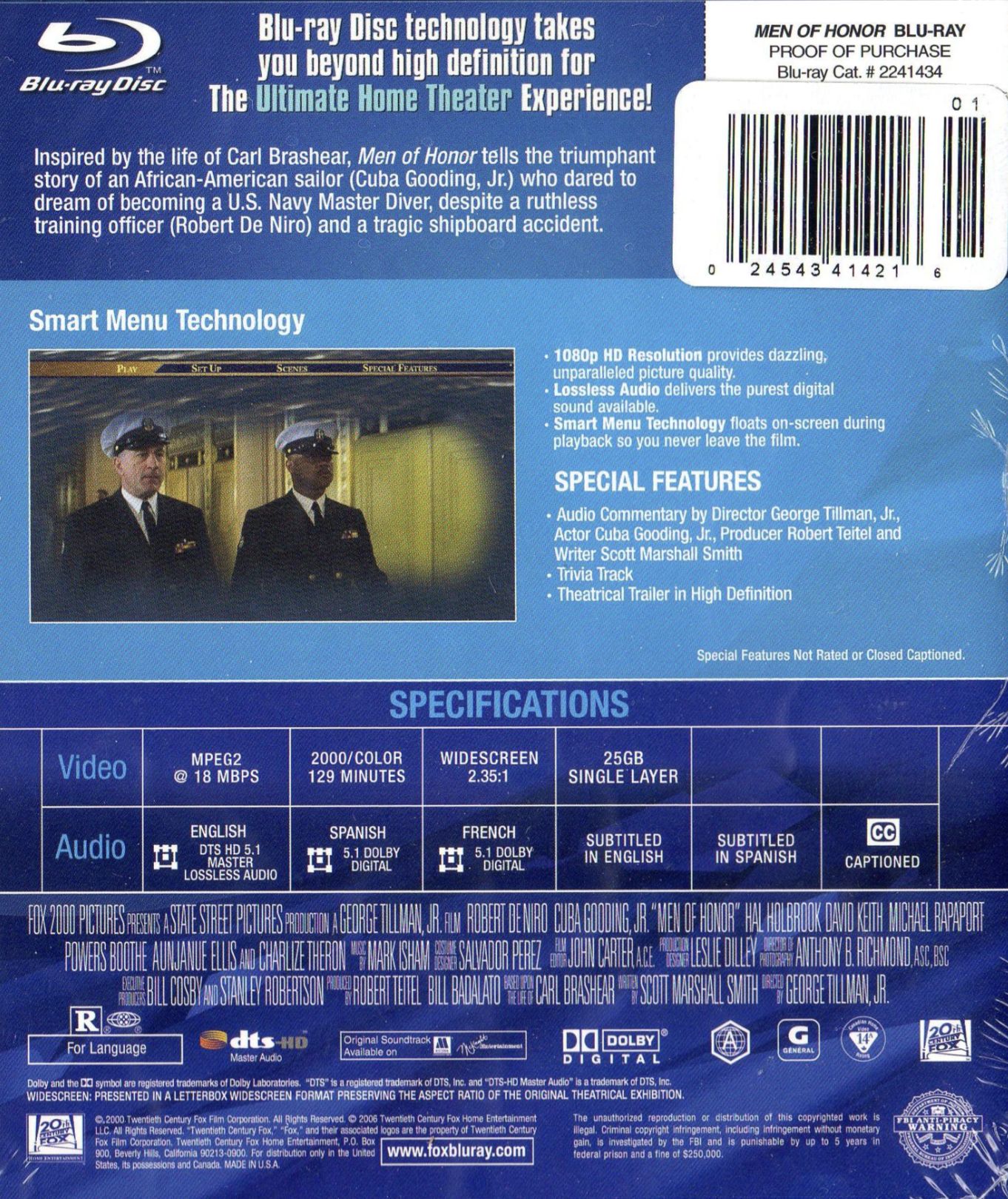 Men Of Honor Blu-ray movie collectible [Barcode 024543414322] - Main Image 2