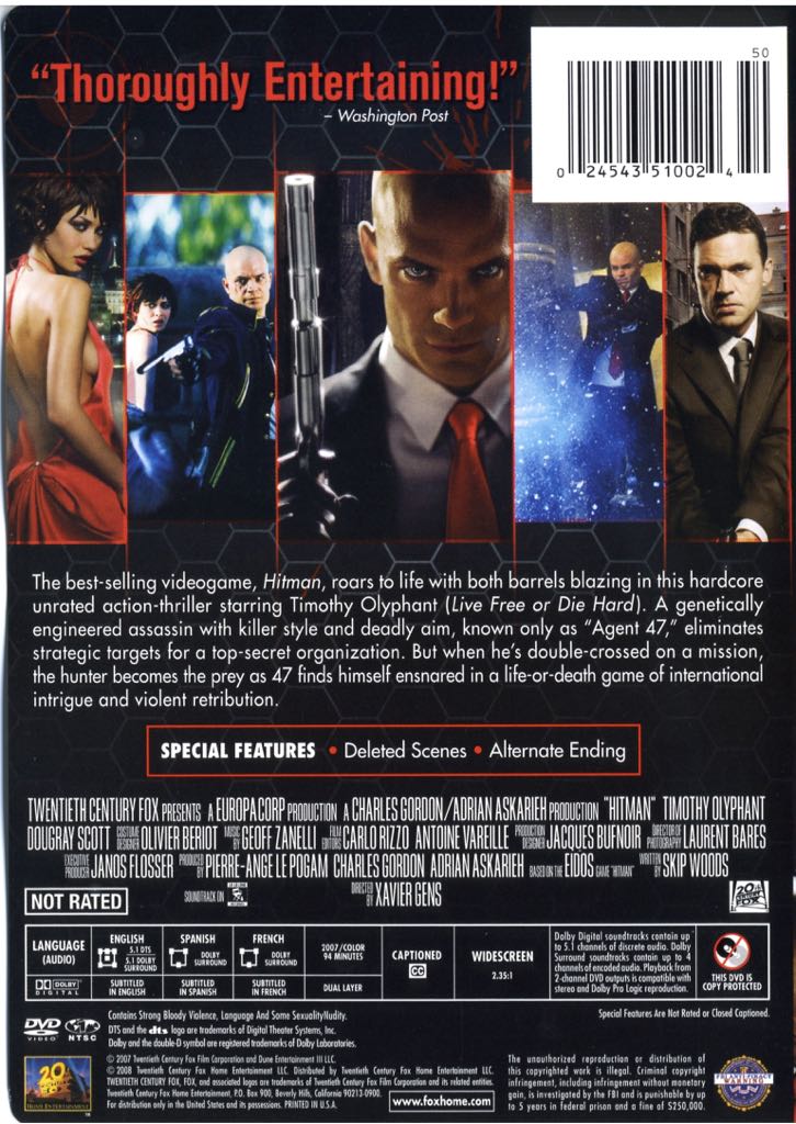 Hitman 1 DVD movie collectible [Barcode 024543510048] - Main Image 2