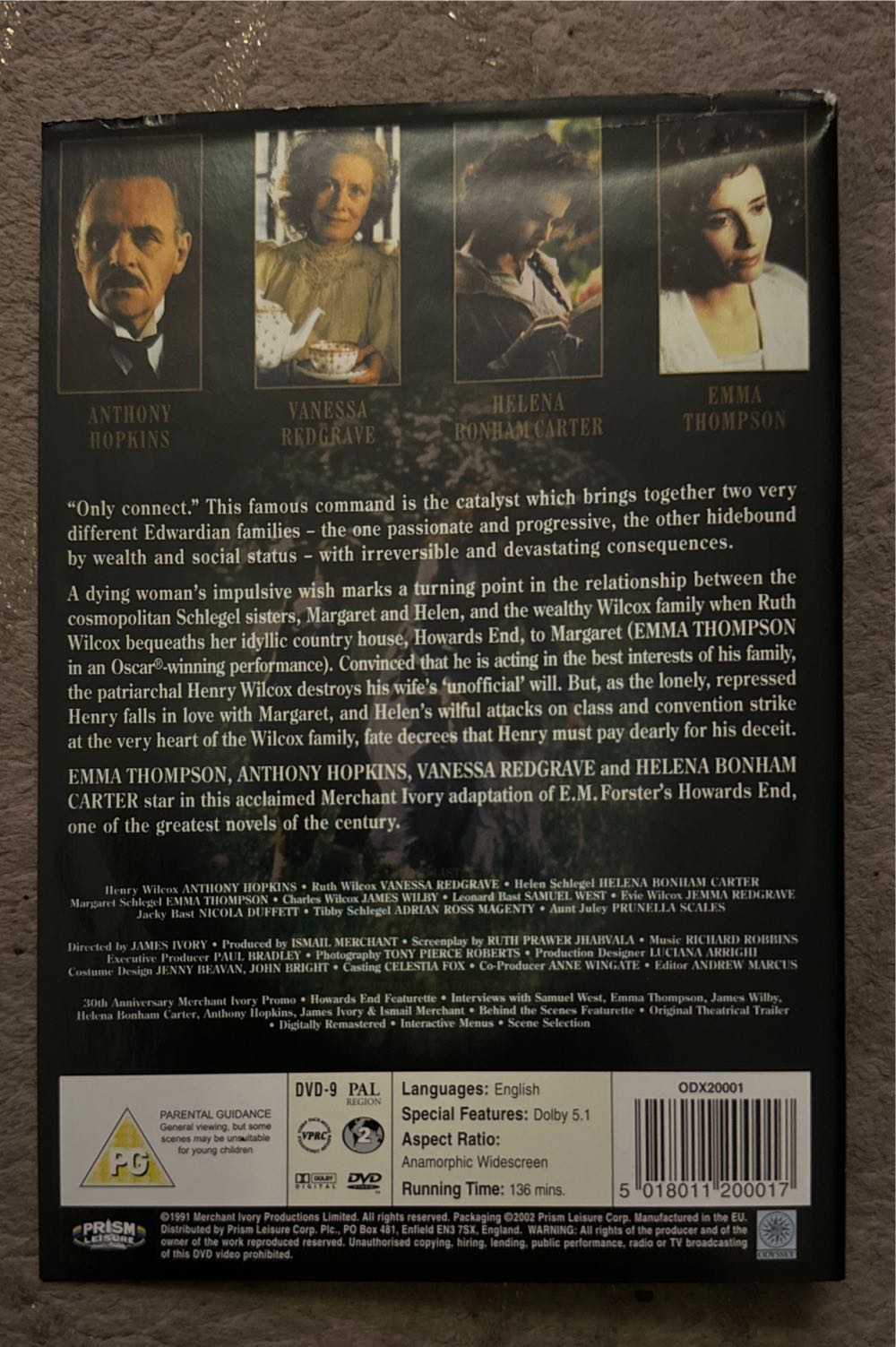 Howards End DVD movie collectible [Barcode 5018011200017] - Main Image 2