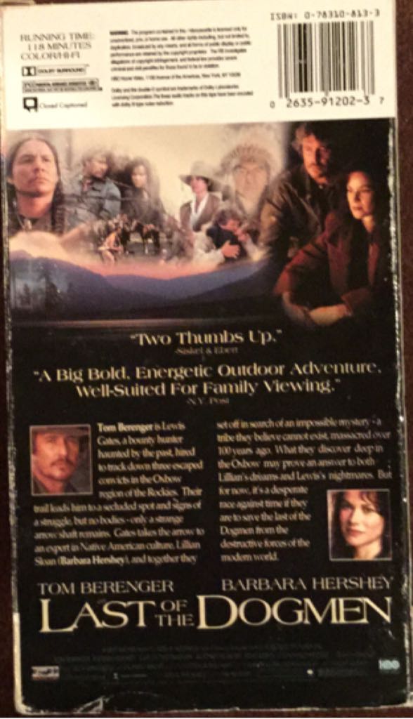 Last of the Dogmen (VHS) VHS movie collectible [Barcode 026359120237] - Main Image 2