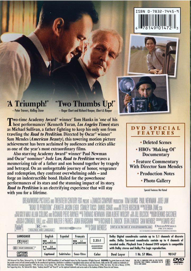 Road To Perdition DVD movie collectible [Barcode 678149039825] - Main Image 2