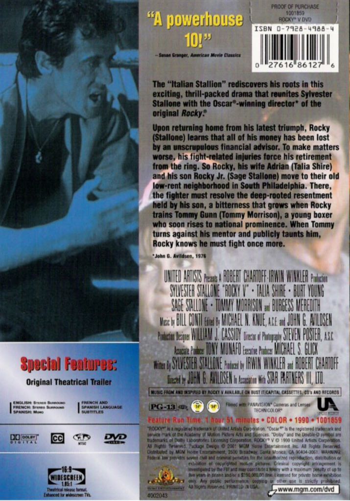 Rocky 5 Blu-ray movie collectible [Barcode 027616861276] - Main Image 2