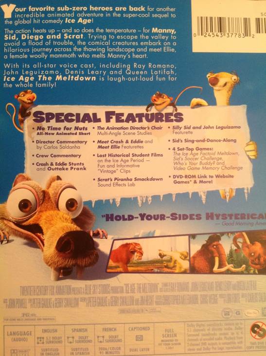 Ice Age 2: The Meltdown DVD movie collectible [Barcode 024543377832] - Main Image 2