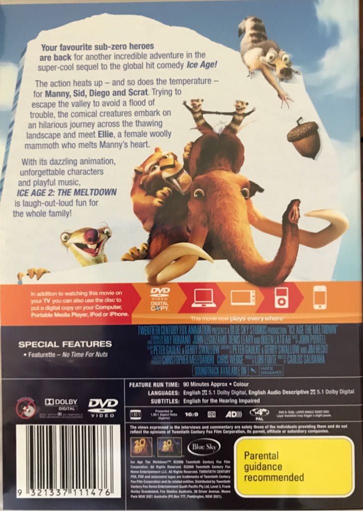 Ice Age 2: The Meltdown DVD movie collectible [Barcode 9321337111476] - Main Image 2