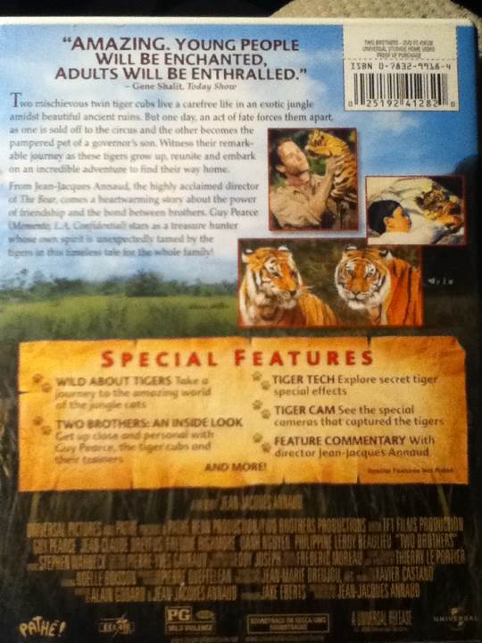 Two Brothers DVD movie collectible [Barcode 025192412820] - Main Image 2