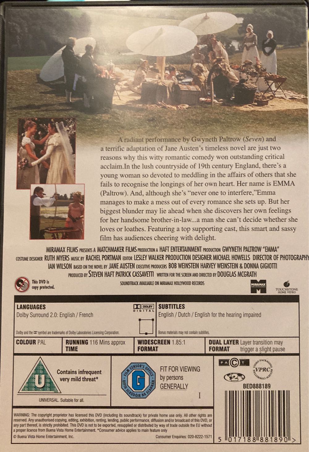 Emma DVD movie collectible [Barcode 5017188881890] - Main Image 2