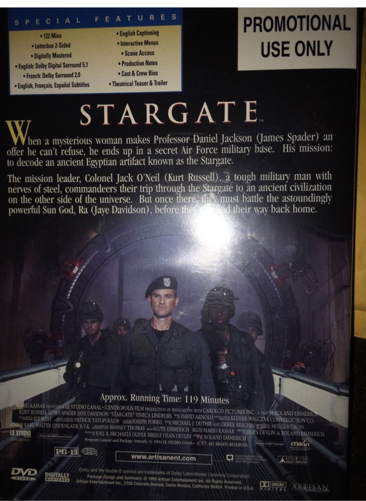 Stargate (Extended Cut) DVD movie collectible [Barcode 012236021339] - Main Image 2