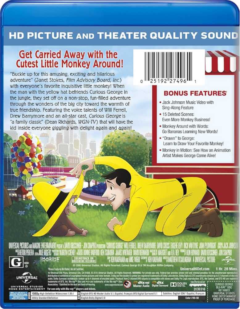 Curious George Blu-ray movie collectible [Barcode 025192274961] - Main Image 2