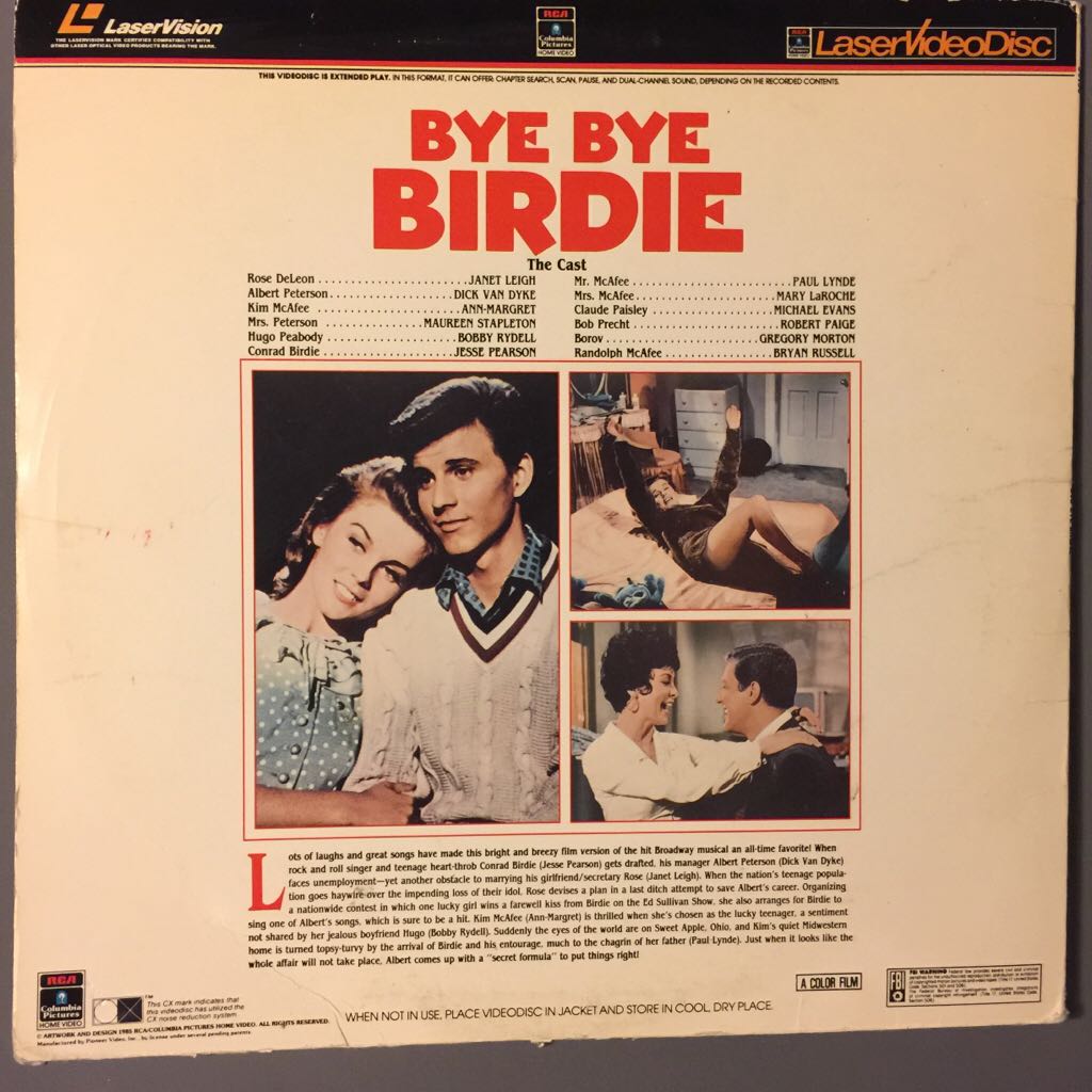 Bye Bye Birdie Laser Disc movie collectible [Barcode 013023256026] - Main Image 2