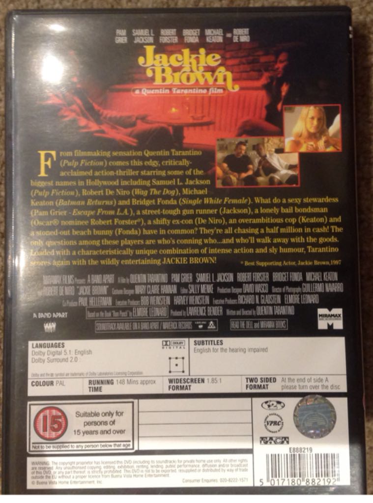 Jackie Brown DVD movie collectible [Barcode 5017180882192] - Main Image 2