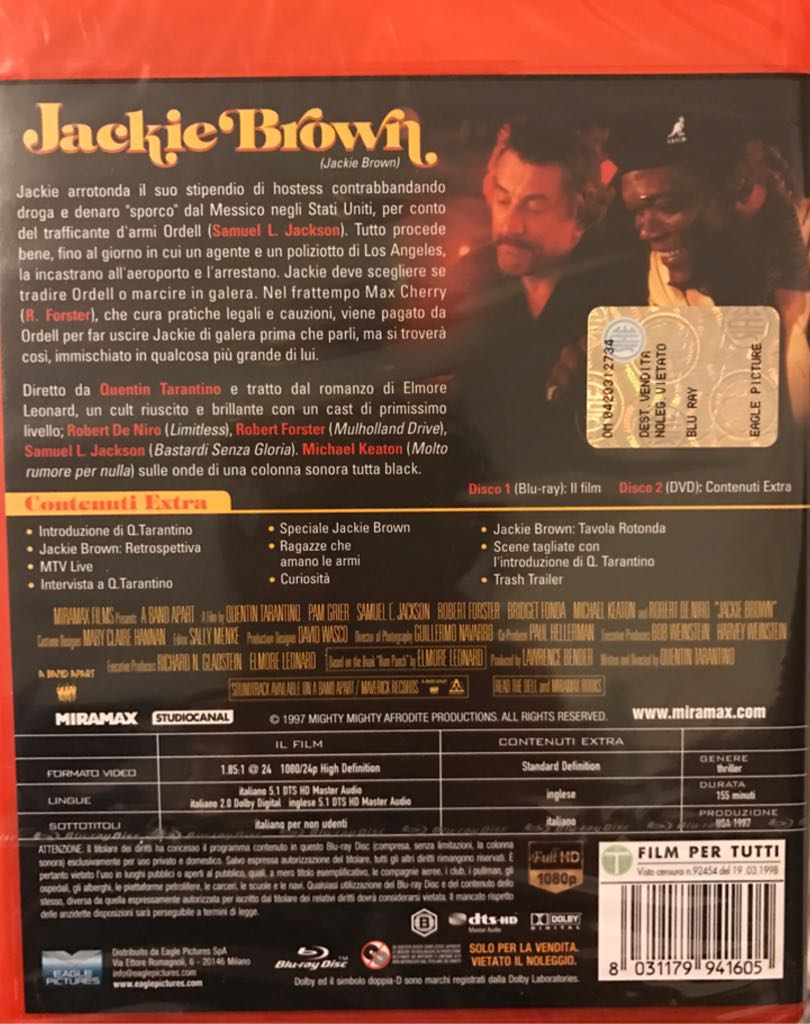 Jackie Brown Fandango at Home movie collectible [Barcode 8031179941605] - Main Image 2