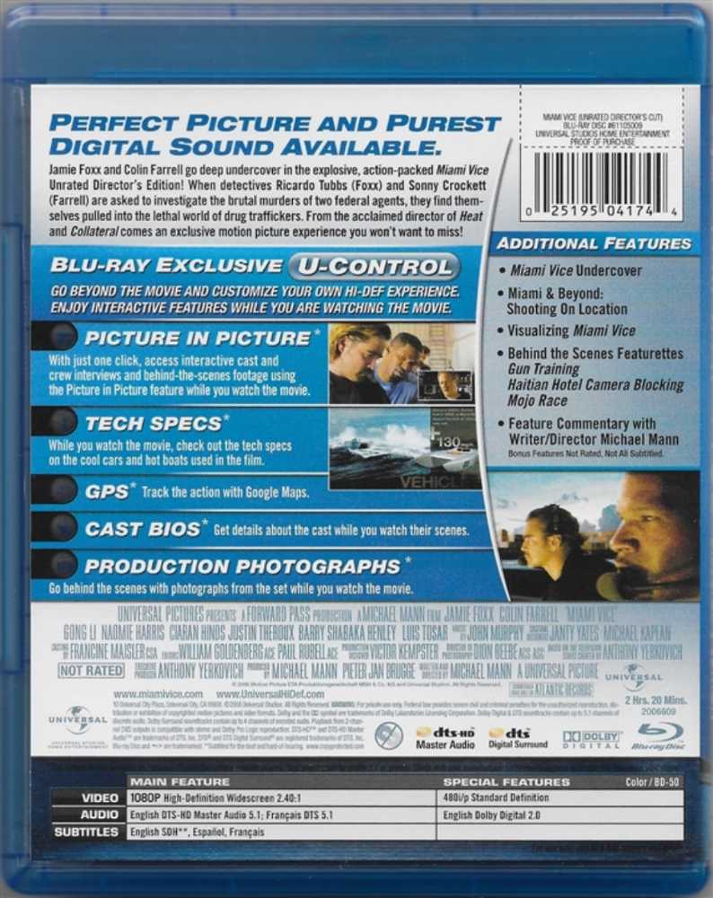 Miami Vice Blu-ray movie collectible [Barcode 5050582583533] - Main Image 2
