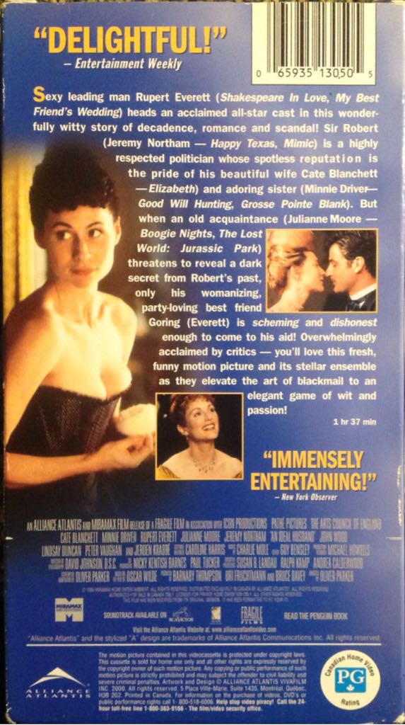 An Ideal Husband VHS movie collectible [Barcode 065935130505] - Main Image 2