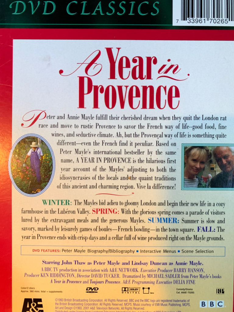 A Year in Provence DVD movie collectible [Barcode 733961702651] - Main Image 2