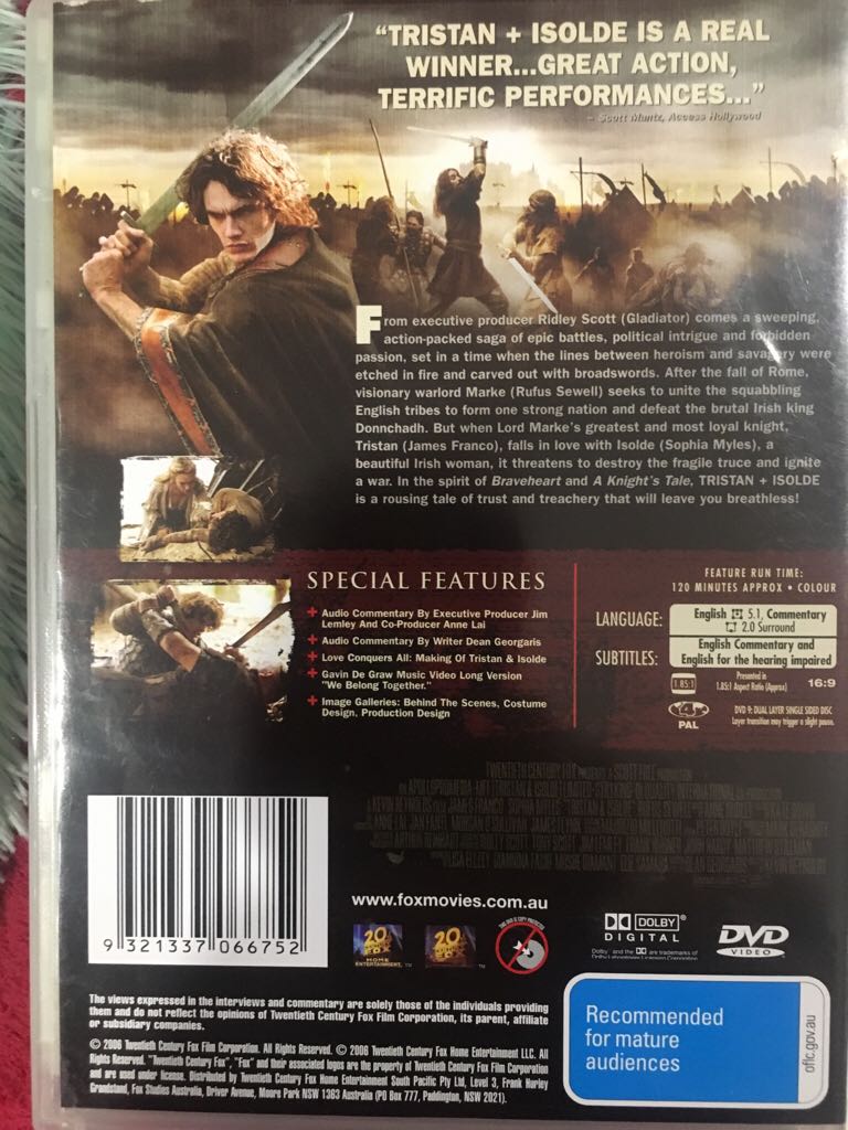 Tristan and Isolde (2006) DVD DVD movie collectible [Barcode 9321337066752] - Main Image 2