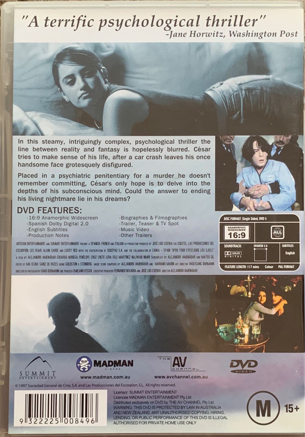 Open Your Eyes DVD movie collectible [Barcode 9322225008496] - Main Image 2