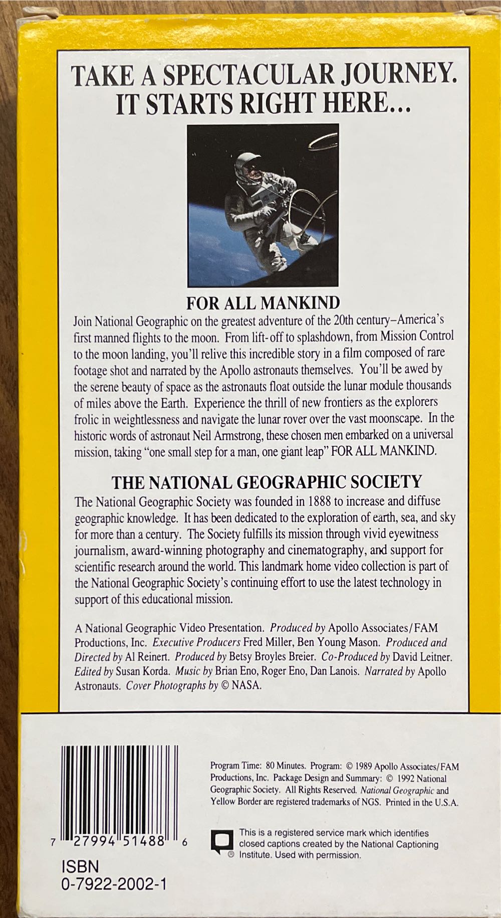 VHS National Geographic Video: For All Mankind VHS movie collectible [Barcode 727994514886] - Main Image 2