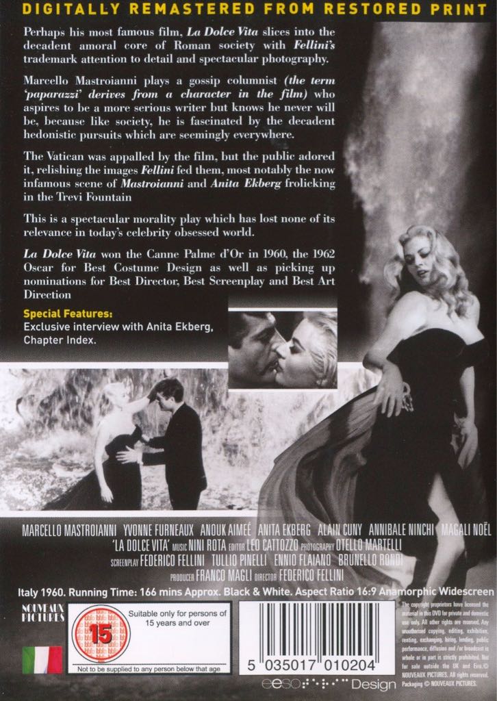 La Dolce Vita DVD movie collectible [Barcode 5035017010204] - Main Image 2