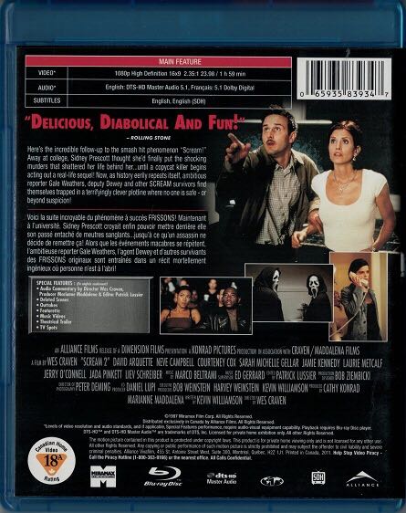 Wes Craven’s Scream 2 Blu-ray movie collectible [Barcode 065935839347] - Main Image 2