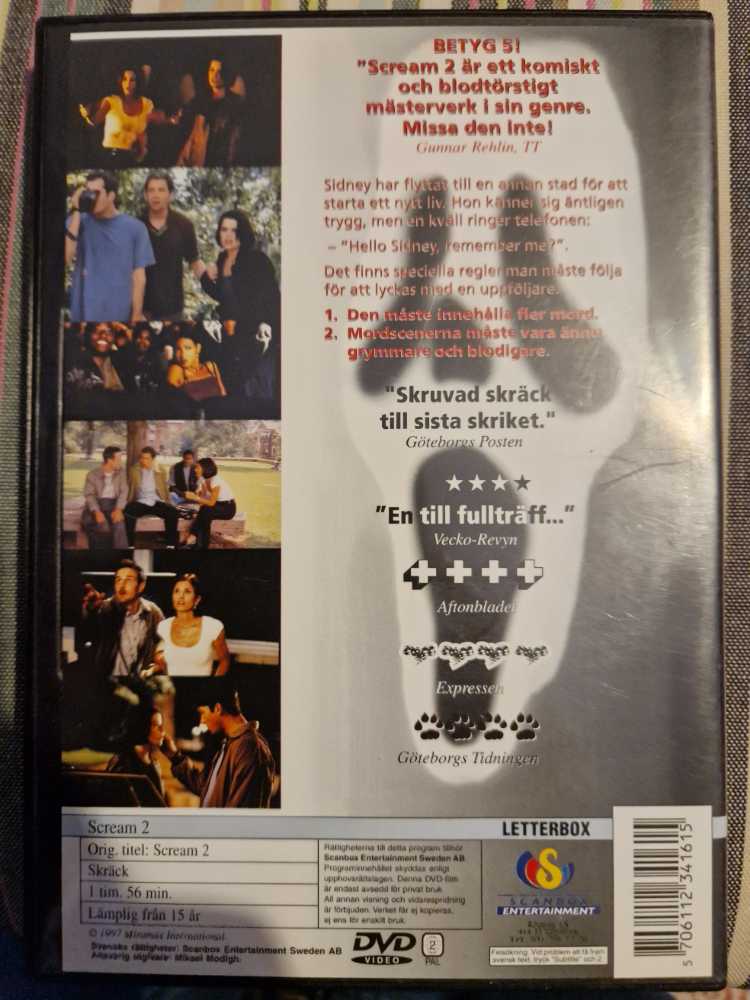 Scream 2 DVD movie collectible [Barcode 5706112341615] - Main Image 2
