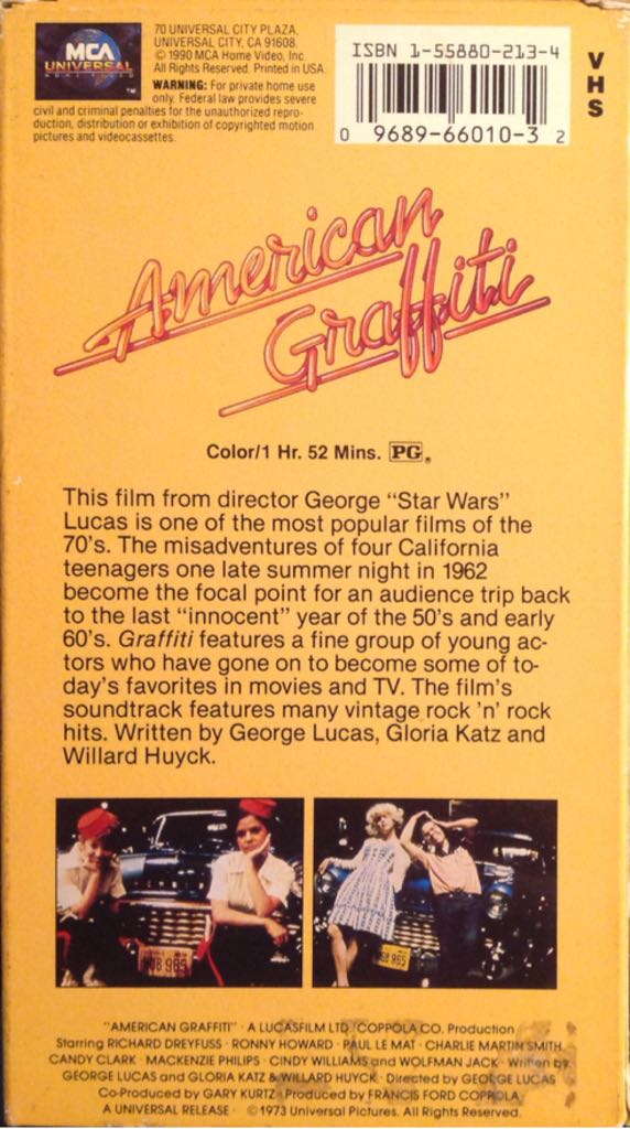 American Graffiti VHS movie collectible [Barcode 096896601032] - Main Image 2