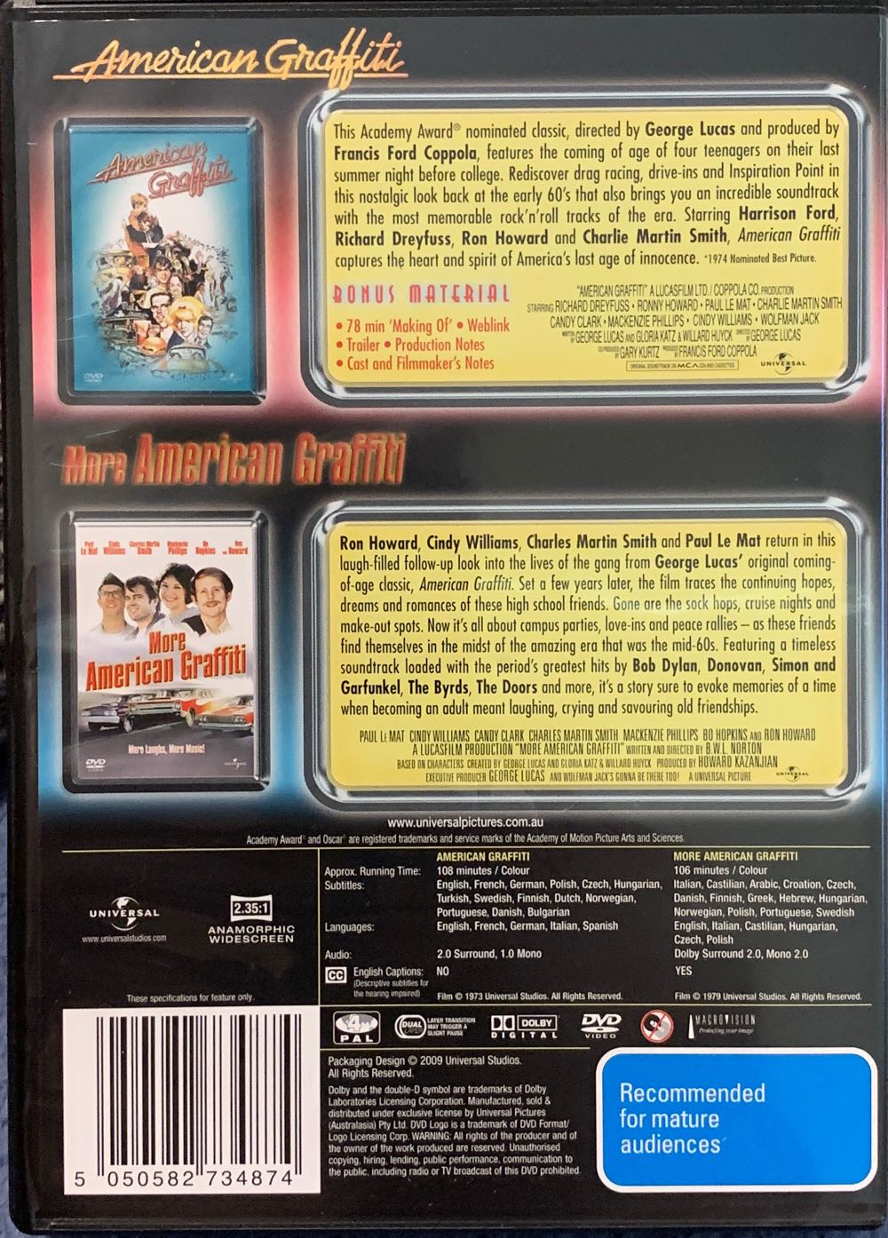 American Graffiti DVD movie collectible [Barcode 5050582734874] - Main Image 2