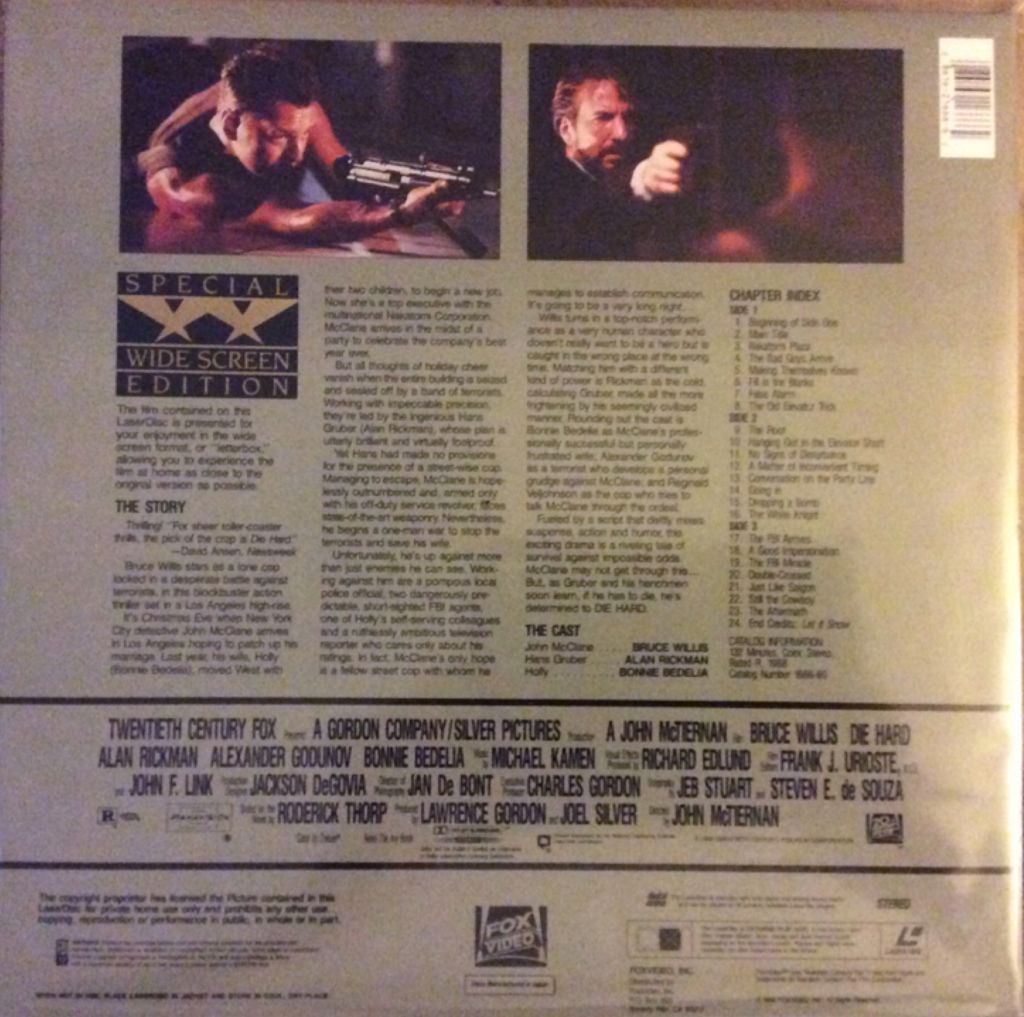 Die Hard Laser Disc movie collectible [Barcode 086162166662] - Main Image 2