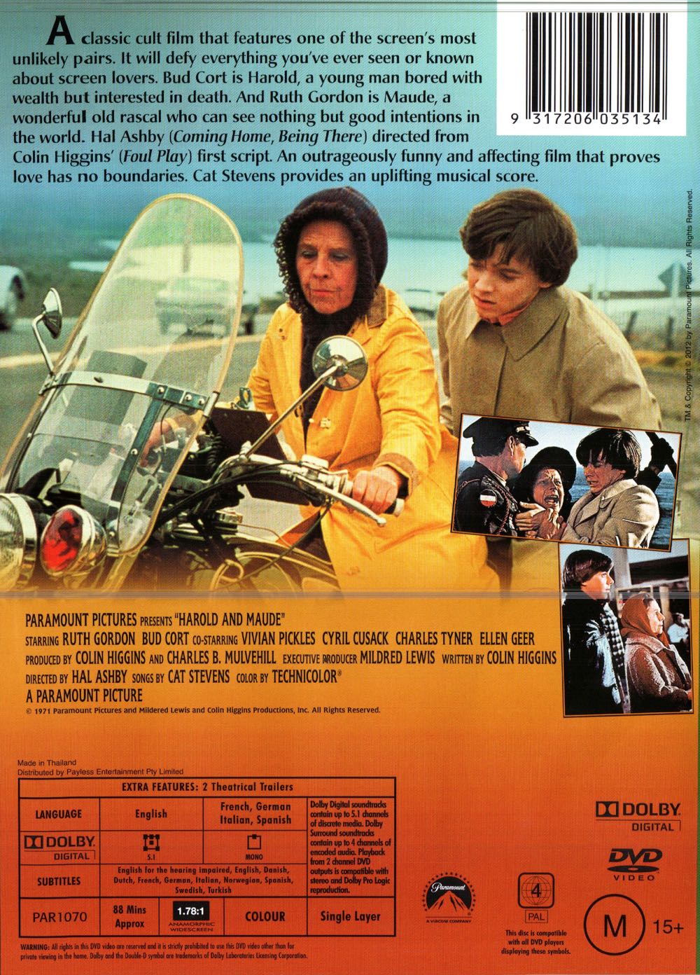Harold and Maude DVD movie collectible [Barcode 9317206035134] - Main Image 2