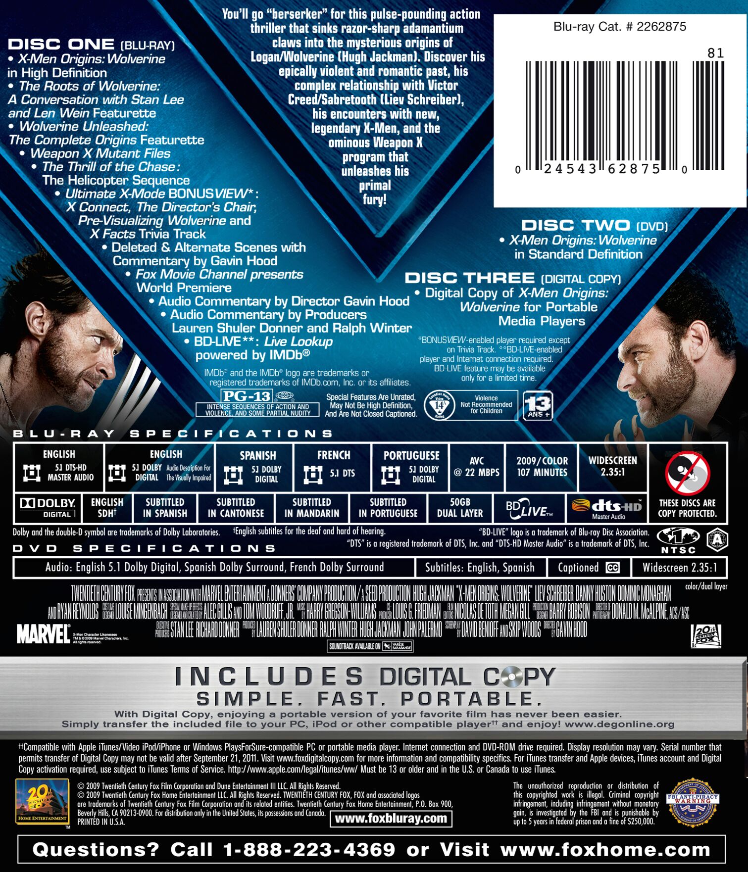 X-Men Origins: Wolverine Blu-ray movie collectible - Main Image 2