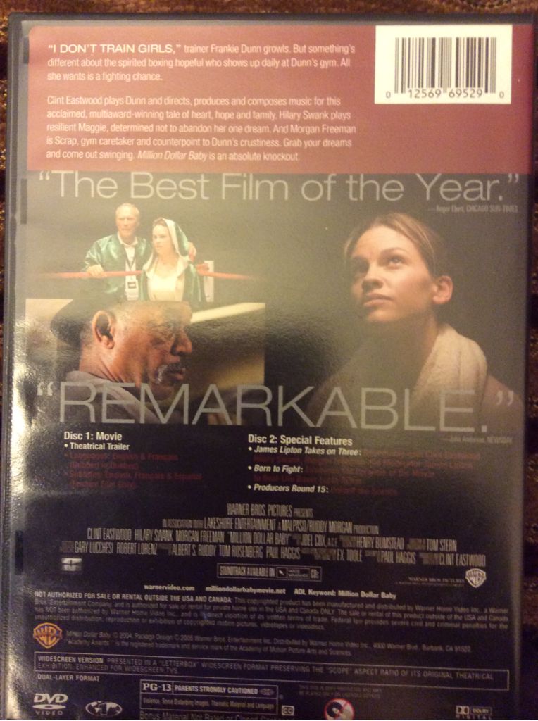 Million Dollar Baby DVD movie collectible [Barcode 012569695290] - Main Image 2
