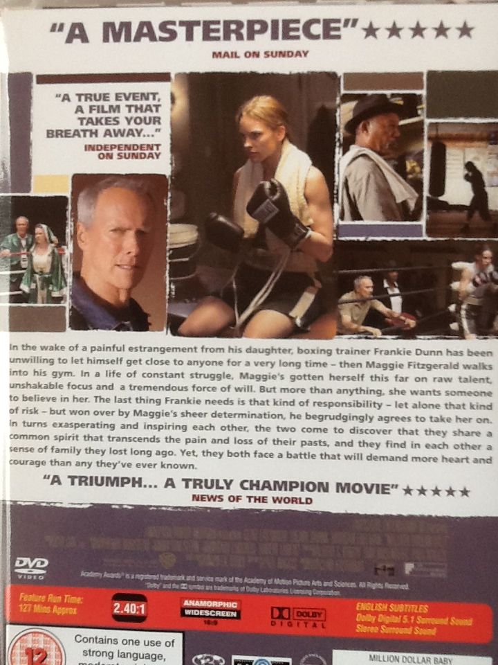 Million Dollar Baby DVD movie collectible [Barcode 5017239140730] - Main Image 2