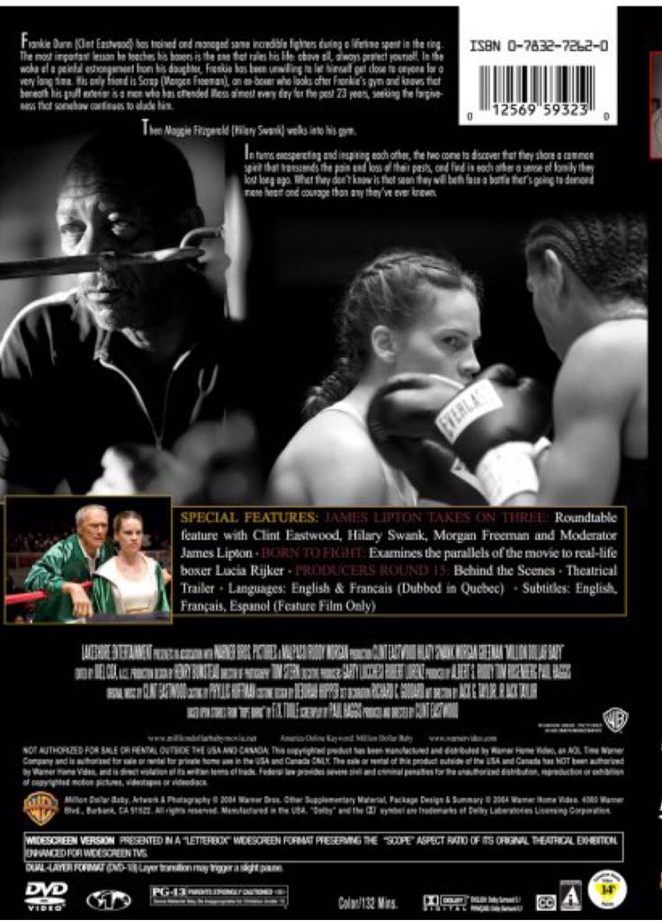 Million Dollar Baby DVD movie collectible [Barcode 5017239192968] - Main Image 2