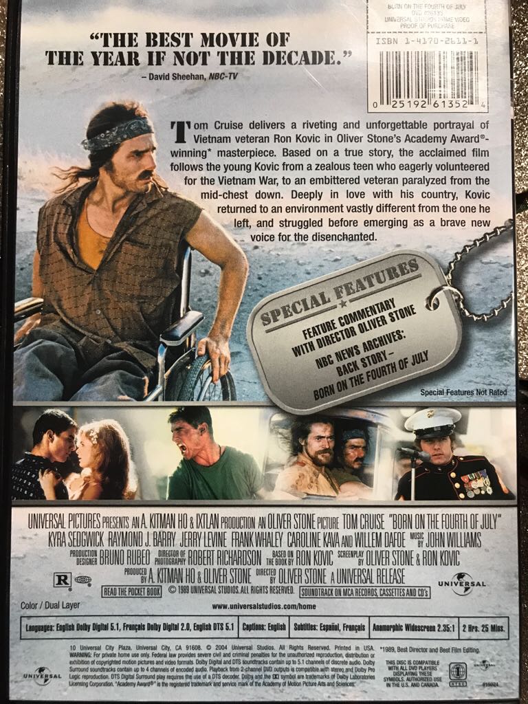 Born on the Fourth of July DVD movie collectible [Barcode 5050582038743] - Main Image 2