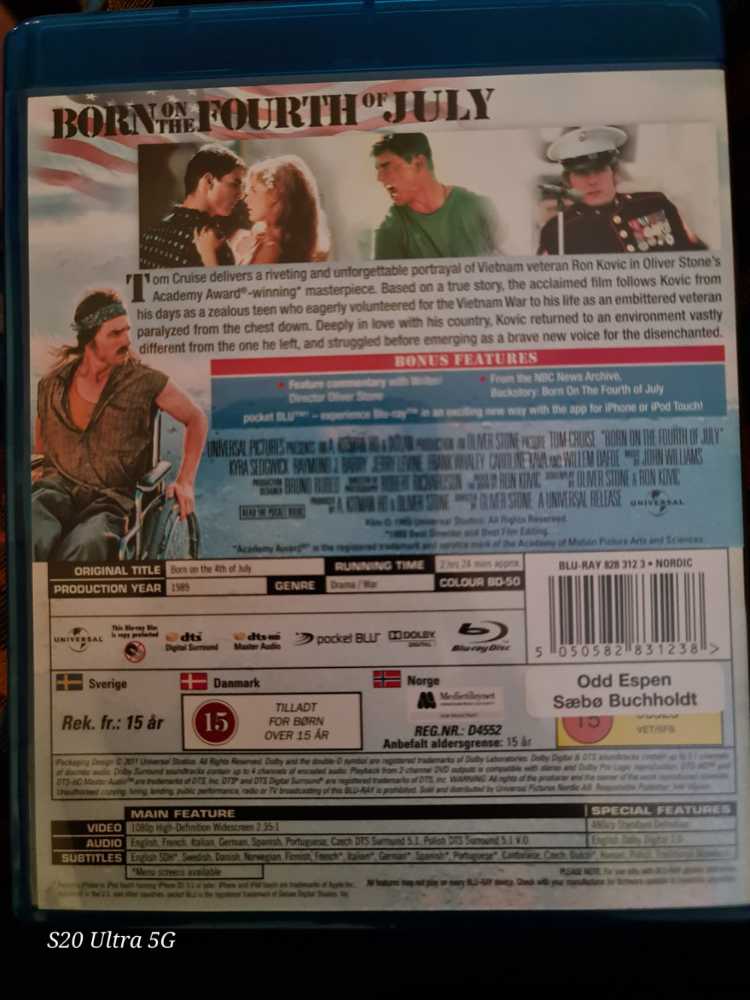 Born on the Fourth of July DVD movie collectible [Barcode 5050582831238] - Main Image 3
