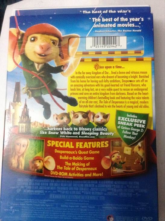 Tale of Despereaux DVD movie collectible [Barcode 025192022166] - Main Image 2