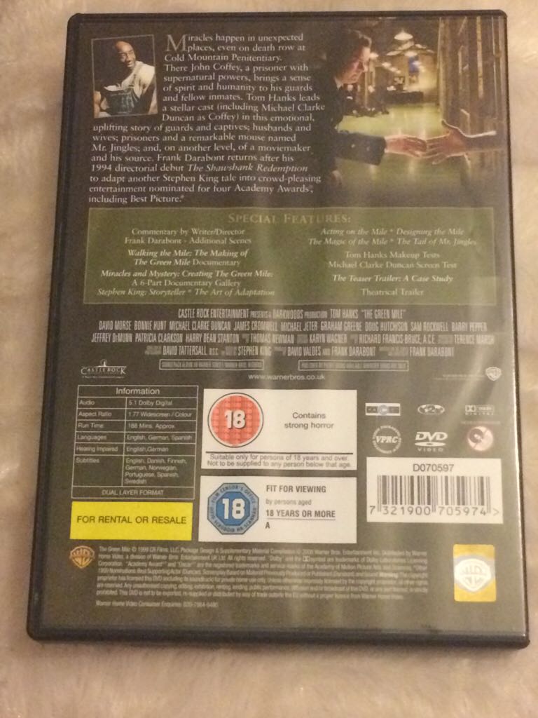 Green Mile, The DVD movie collectible [Barcode 7321900705974] - Main Image 2
