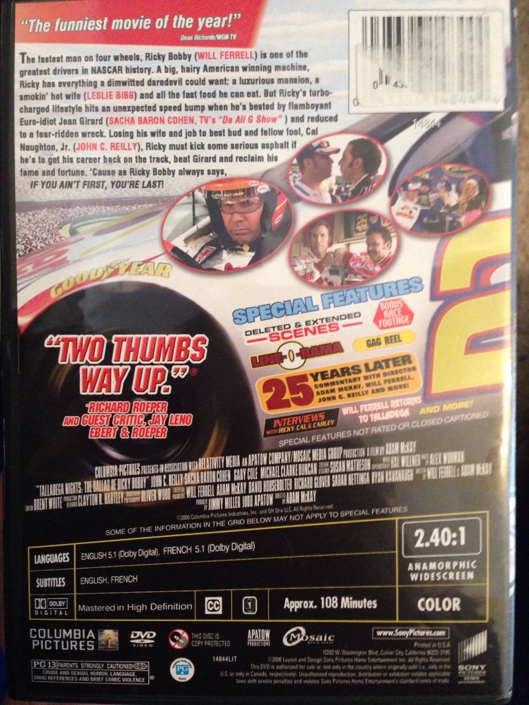 Talladega Nights: The Ballad of Ricky Bobby DVD movie collectible [Barcode 043396148444] - Main Image 2