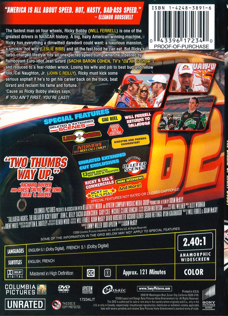 Talladega Nights: The Ballad of Ricky Bobby DVD movie collectible [Barcode 043396363380] - Main Image 2