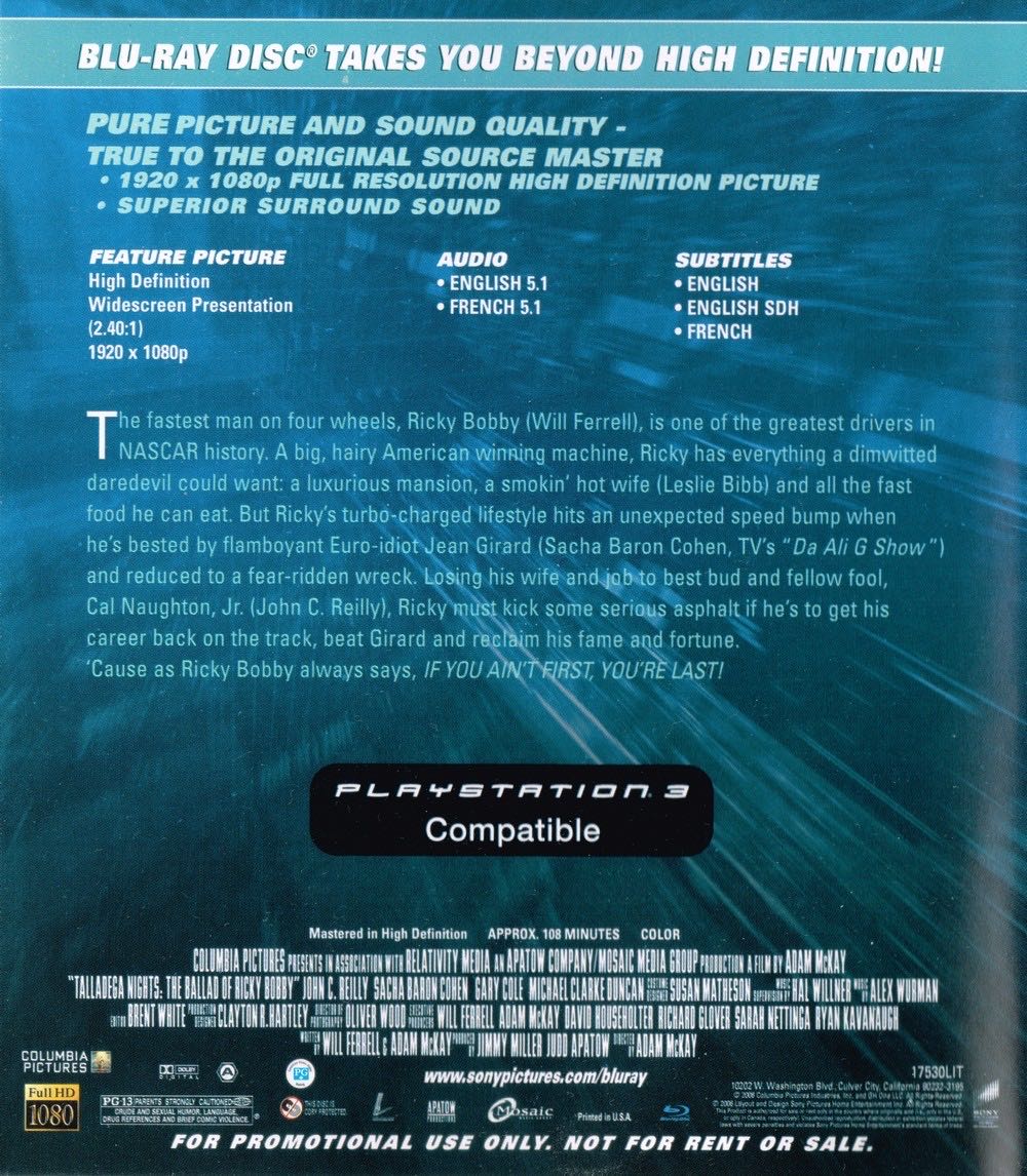 Talladega Nights: The Ballad of Ricky Bobby Blu-ray movie collectible [Barcode 4339617524] - Main Image 2