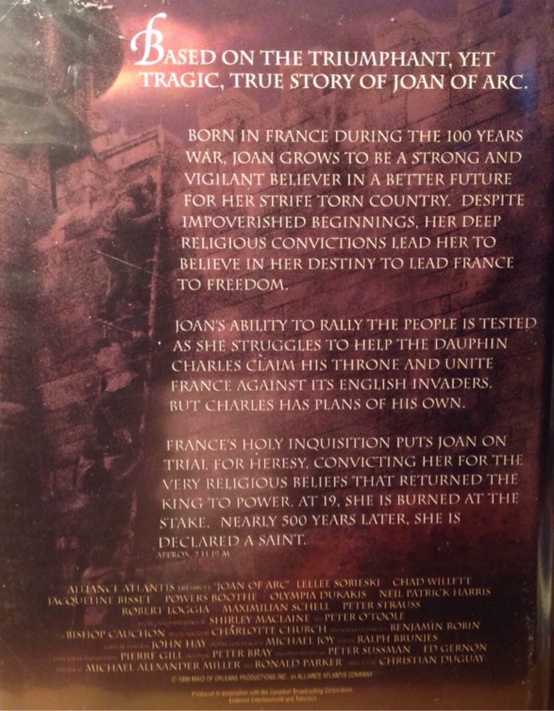 Joan of Arc Screener VHS movie collectible [Barcode 065935129882] - Main Image 2