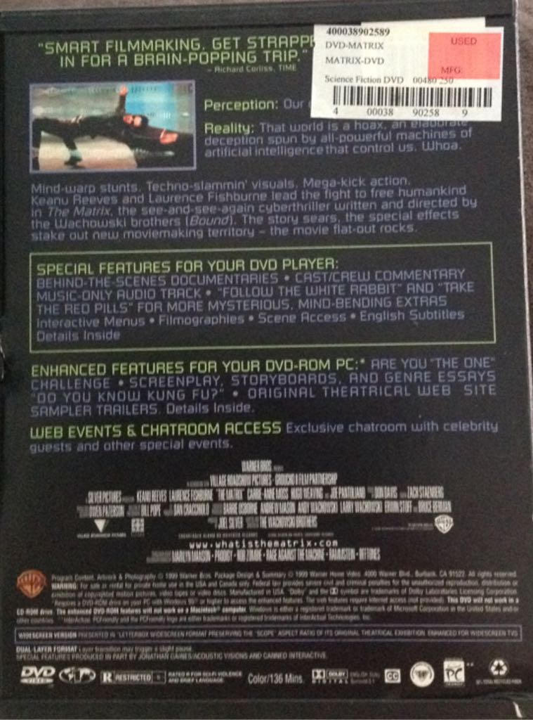 Matrix, The DVD movie collectible [Barcode 400038902589] - Main Image 2