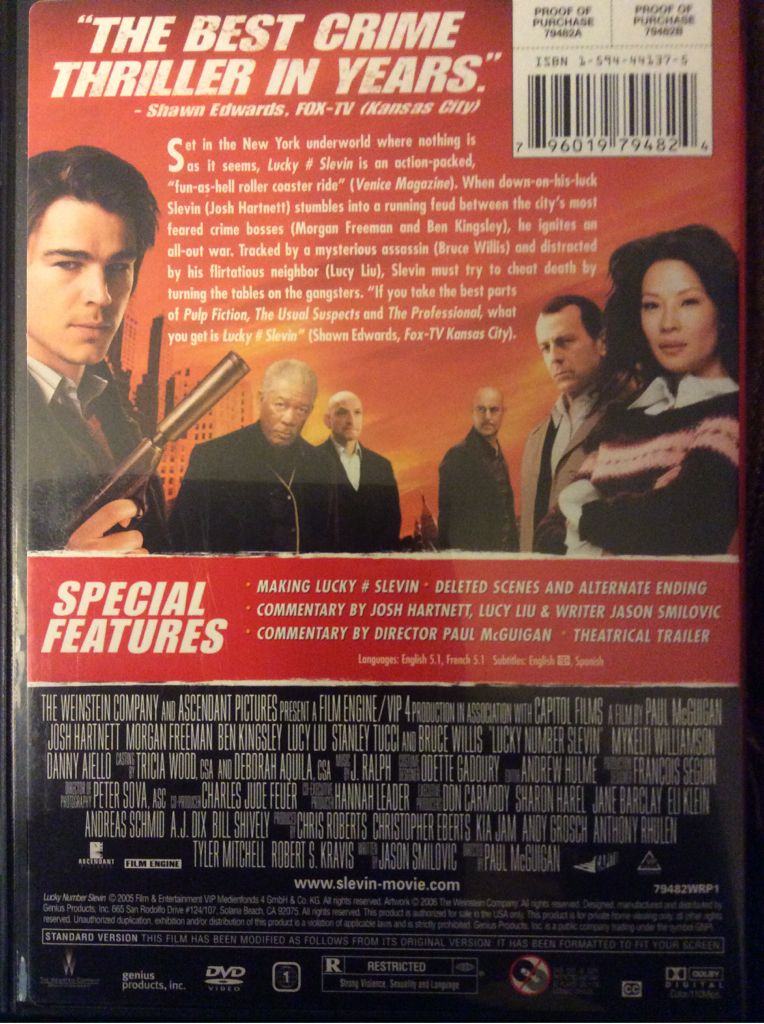 Lucky # Slevin DVD movie collectible [Barcode 796019794824] - Main Image 2