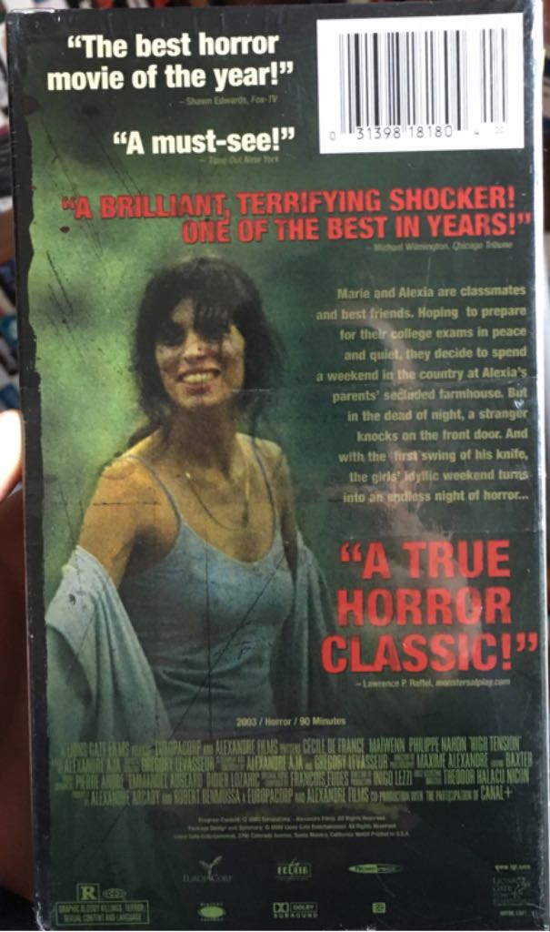 High Tension VHS movie collectible [Barcode 031398181804] - Main Image 2