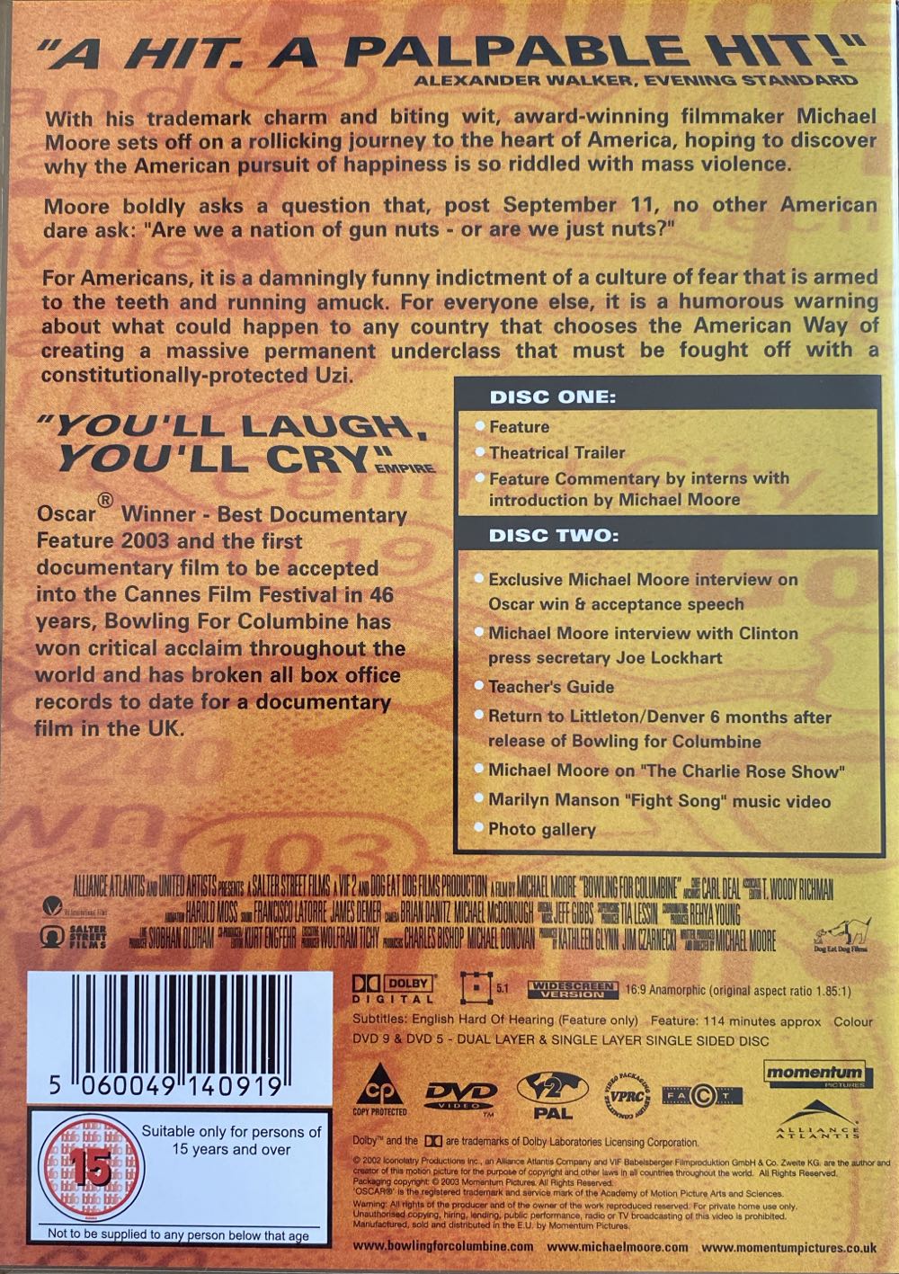 Bowling for Columbine DVD movie collectible [Barcode 5060049140919] - Main Image 2