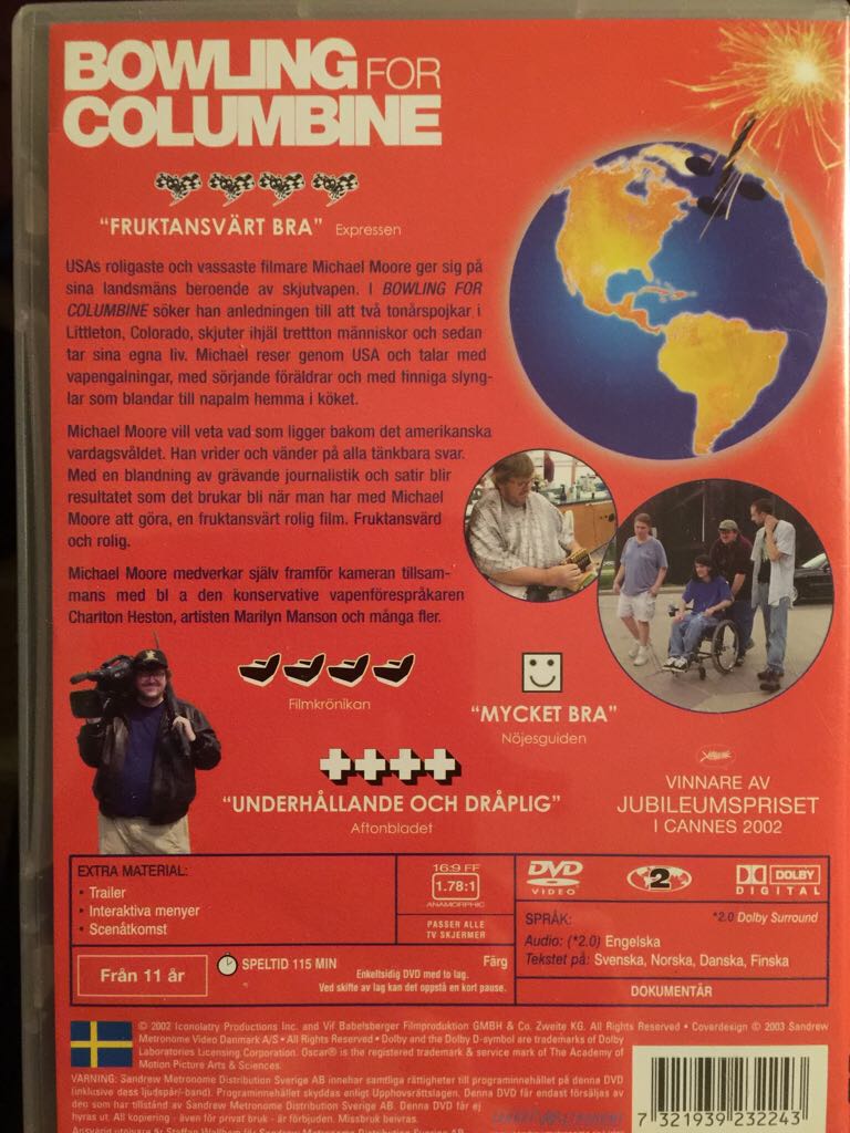Bowling for Columbine DVD movie collectible [Barcode 7321939232243] - Main Image 2