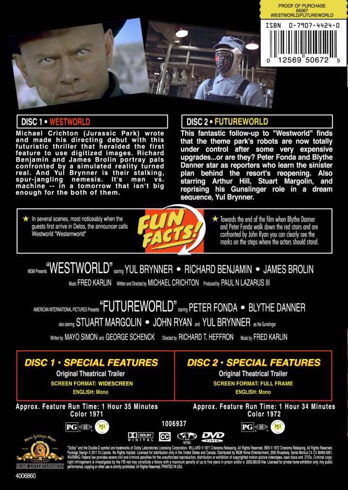 Westworld DVD movie collectible [Barcode 027616701428] - Main Image 2